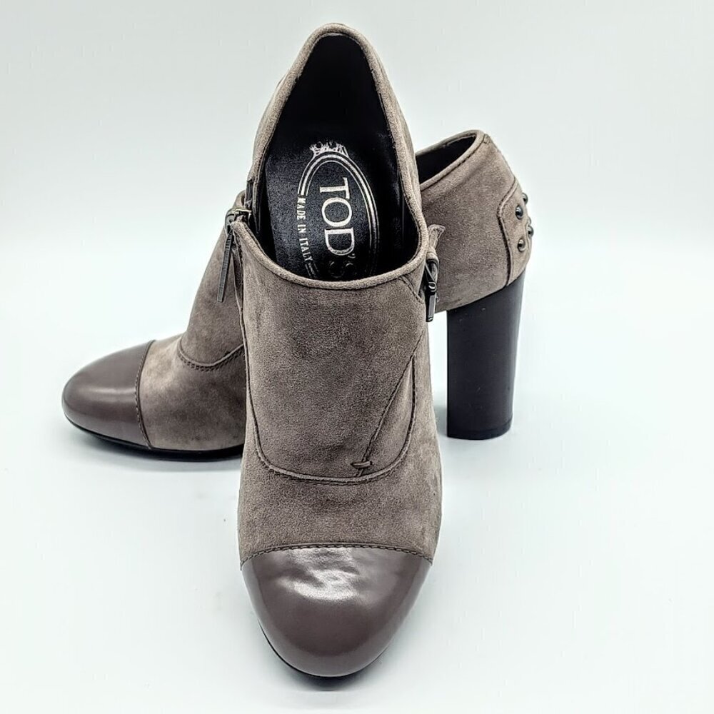 Tod's Italian Suede Leather Toe Studded Heel Boots - EU 35